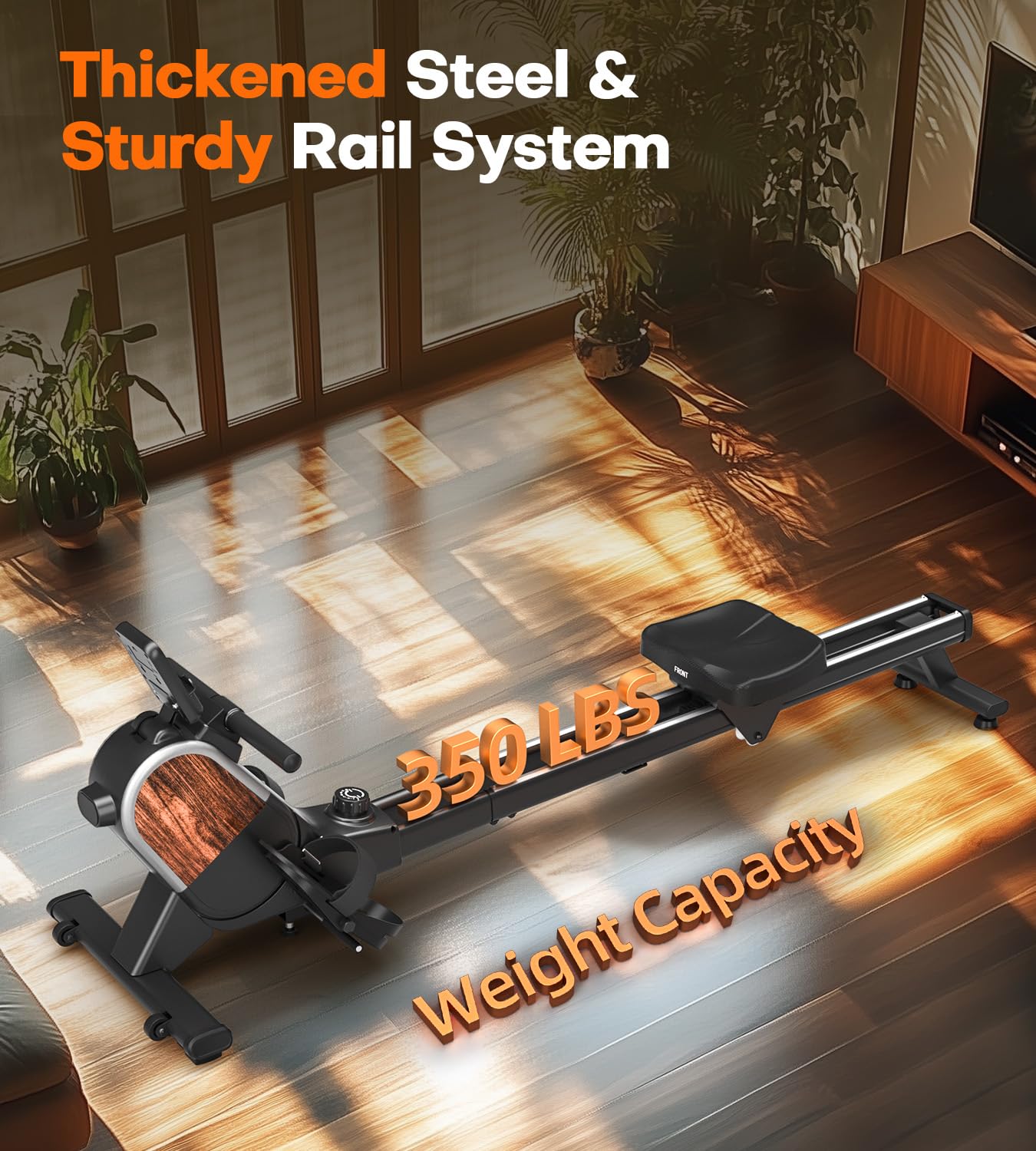 MOSUNY Magnetic Rowing Machine for Home - 350 LB Weight Capacity, 16 Resistance Levels, Dual Slide Rail System with Bluetooth & App Connectivity (2025 Model) - Perfect for Home Gym, Full-Body Workout & Cardio Training