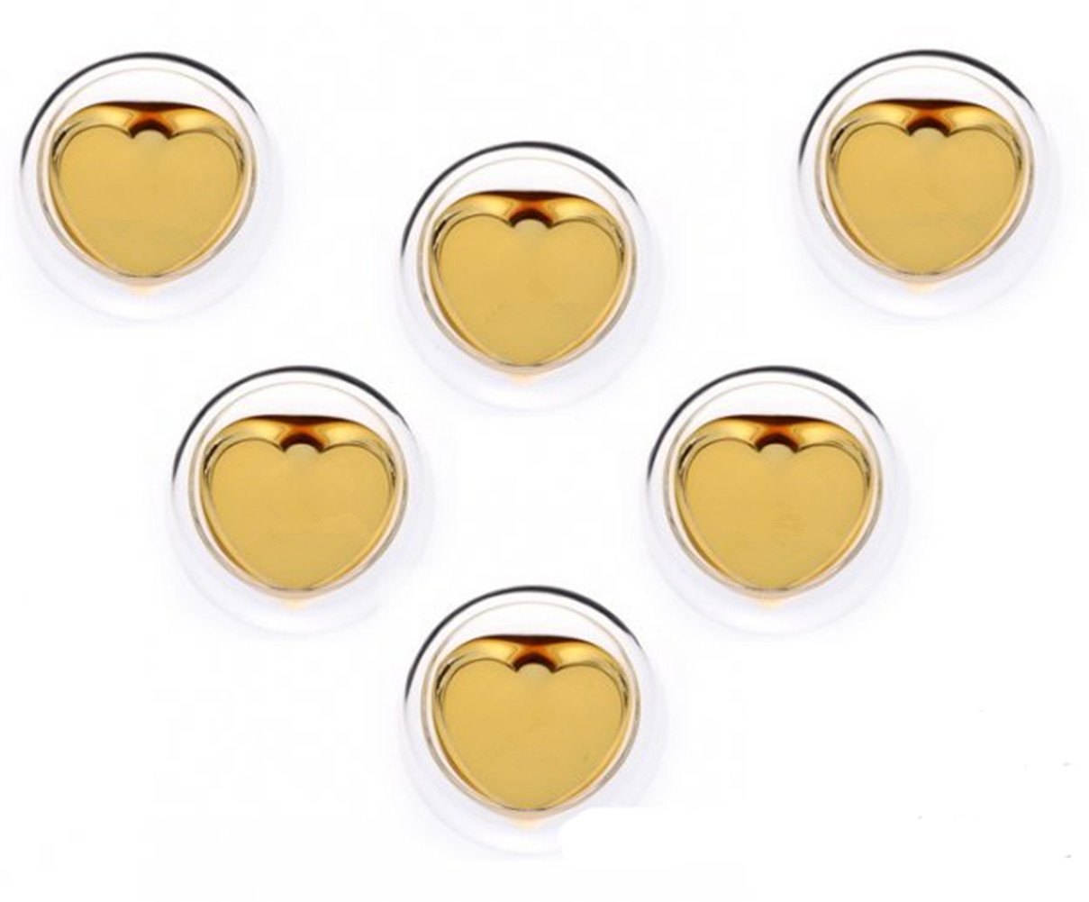 50ml Heart Shaped Double Layer Glass Teacup Set of 6 - Handcrafted Heat Resistant Tea Cups with Lid, Perfect Gift for Valentine's Day, Anniversary & Romantic Tea Time (White)