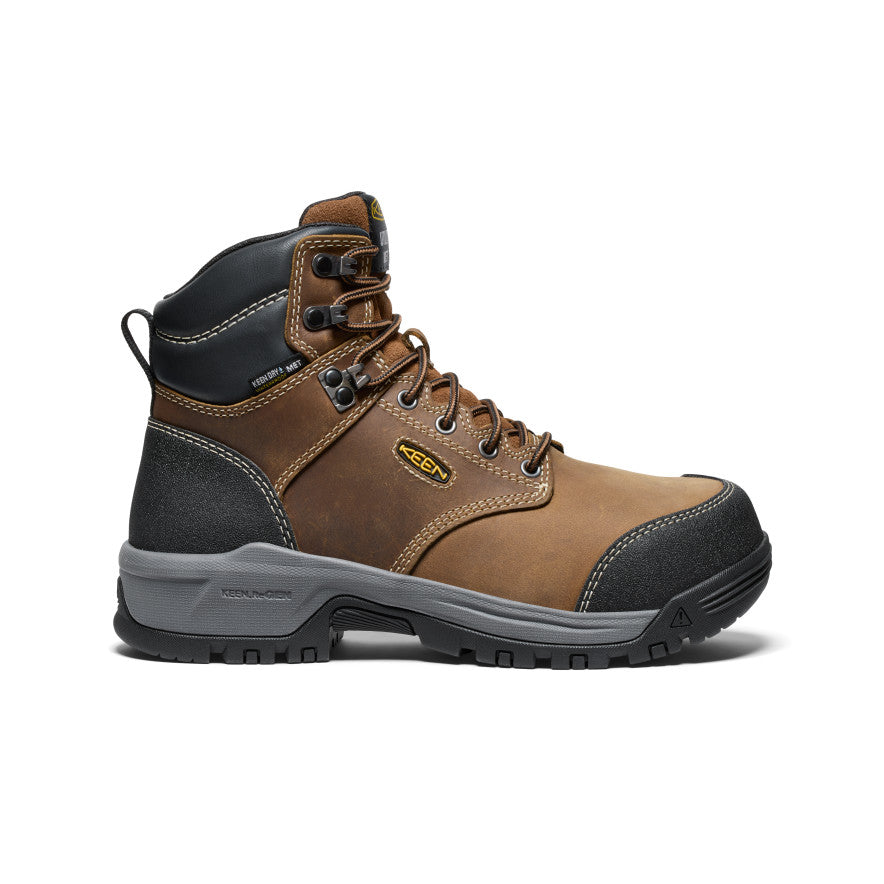 Women's Evanston 6 Waterproof Work Boots with Carbon Toe - Bison/Black | Slip Resistant Safety Shoes for Construction, Hiking & Outdoor Work