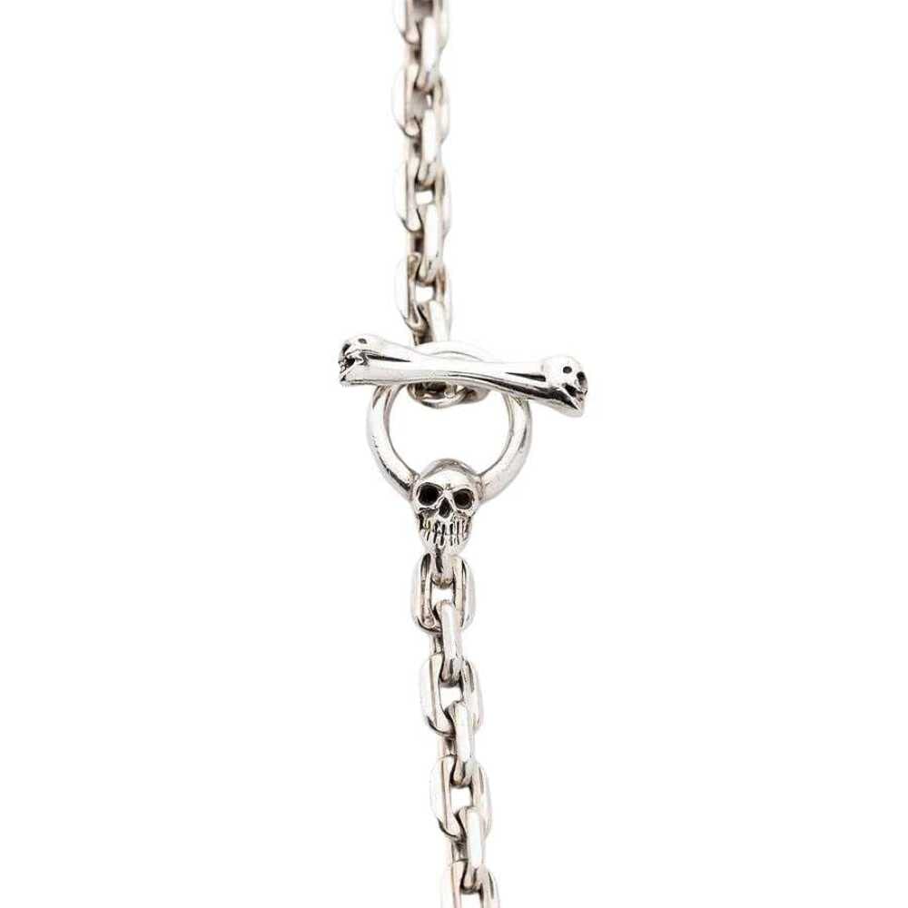 Bikerringshop Skull T-Bar Sterling Silver Chain Necklace for Men - Gothic Punk Jewelry for Bikers, Rockers & Motorcycle Enthusiasts