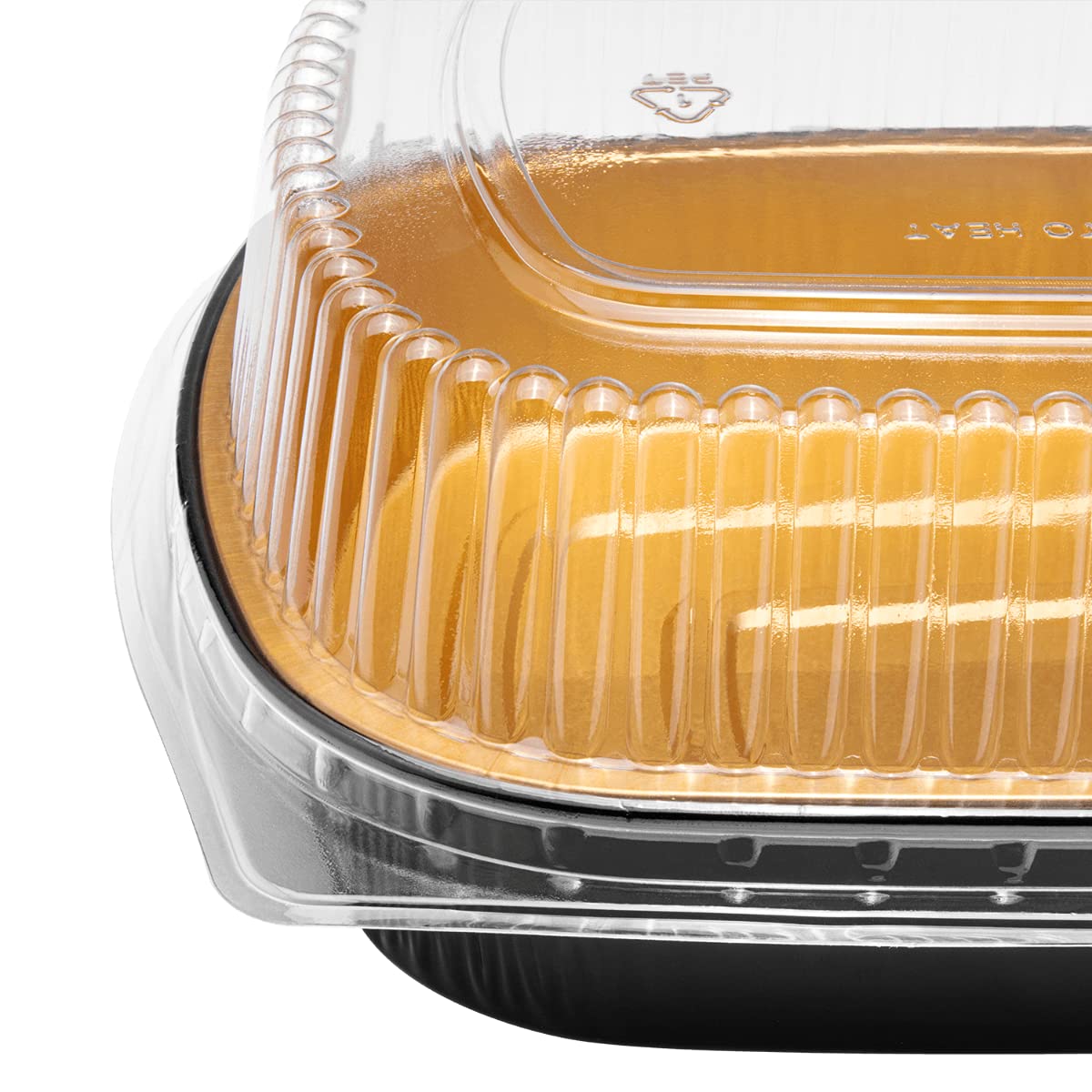 72 oz Black & Gold Aluminum Pans with Clear Lids - Oven & Grill Safe (50 Count) - Perfect for Baking, Roasting & Meal Prep - AF-TOP72-COMBO
