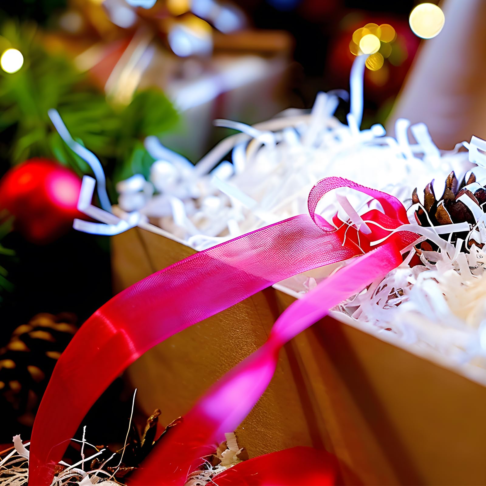 Premium 1/2 LB White Crinkle Cut Paper Shred - Gift Basket Filler & Packaging Material for Birthdays, Weddings, Baby Showers & Party Decorations