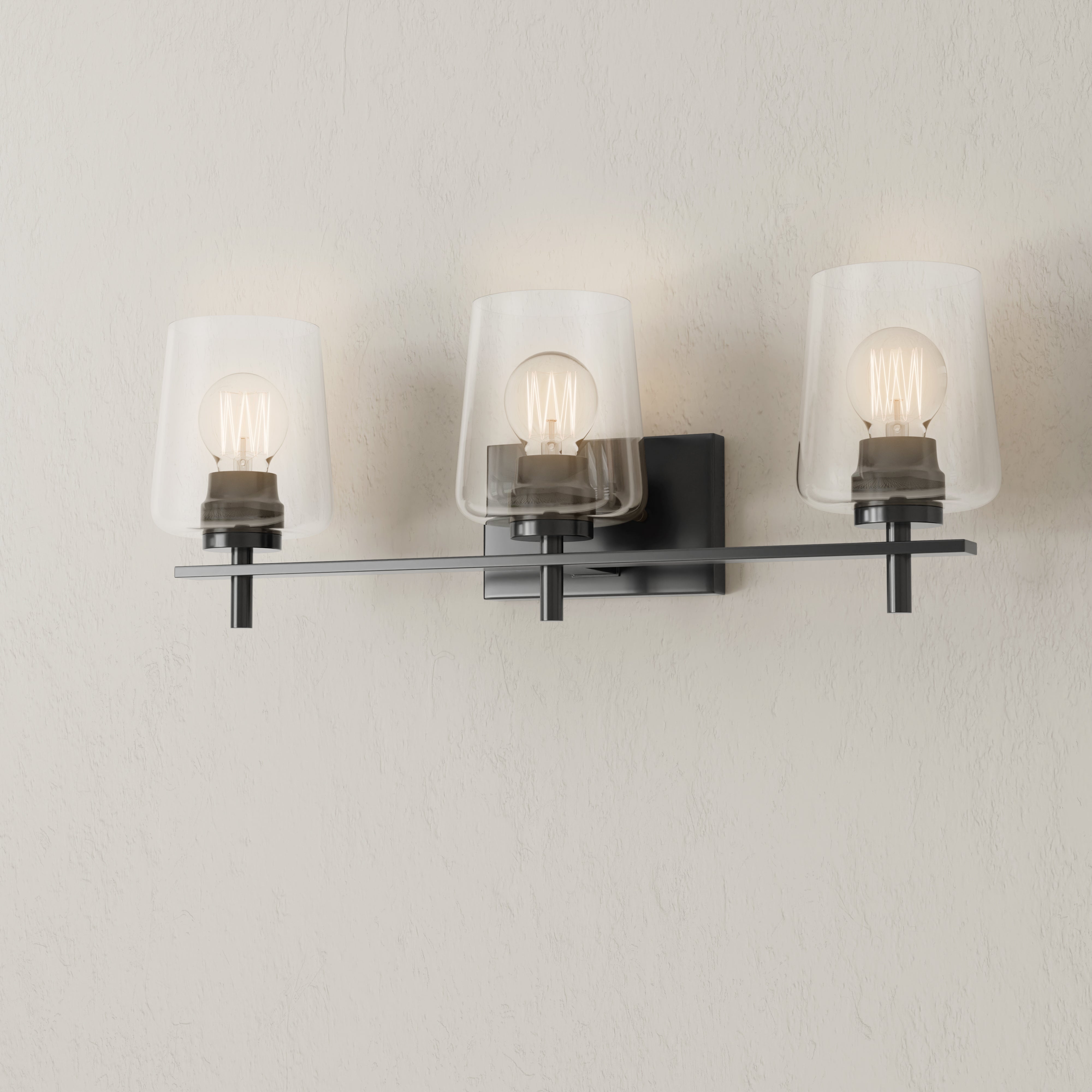 Calais Collection 3-Light Clear Glass Bathroom Vanity Light Fixture - Perfect for Modern Bathrooms, Powder Rooms & Makeup Areas