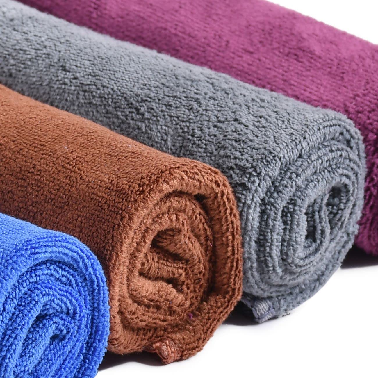 Soft Yellow Microfiber Face Towels 40x40cm (Set of 4, Multicolor) - 350 TC High Absorbency for Gym, Travel & Skincare Routine