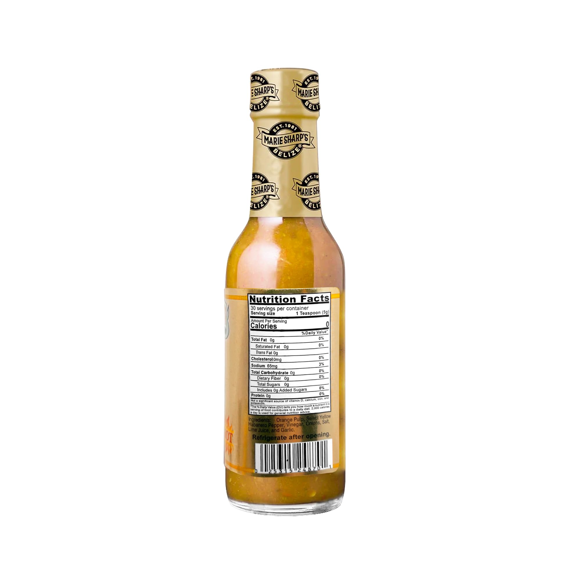 Marie Sharp's Orange Pulp Hot Habanero Pepper Sauce - 5 oz Bottle | Spicy Habanero Hot Sauce with Fresh Orange | Perfect for Tacos, Wings & Bloody Marys