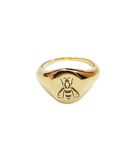 Personalized Bee Signet Ring - Custom Engraved Silver Jewelry for Men & Women - Perfect for Gifts, Weddings, and Everyday Wear