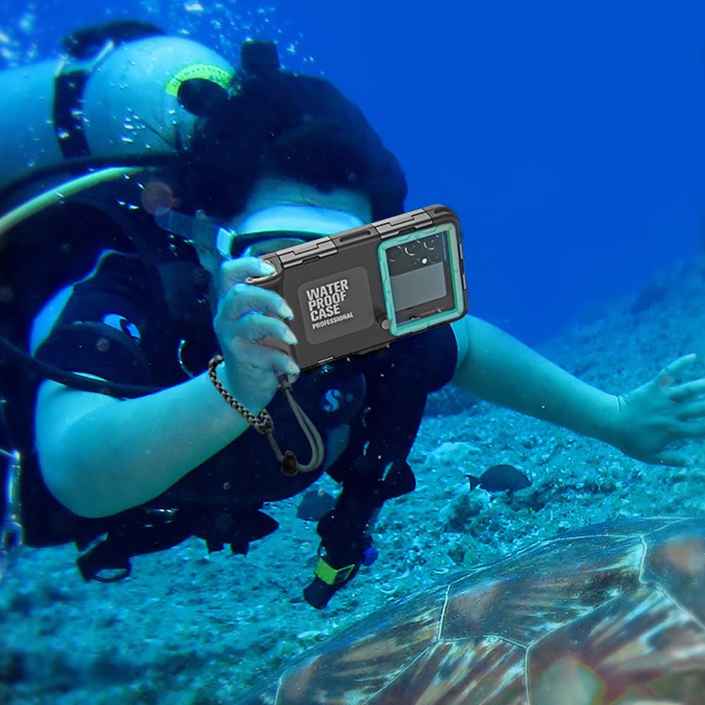 **Waterproof Phone Case for iPhone 16/15/14/13/12/11 Pro Max & Samsung Galaxy S25/S24/S23 Ultra/Plus – 50ft Underwater Diving & Snorkeling Protection – Capture HD Photos & Videos – Perfect for Beach, Pool & Water Sports (Teal)**