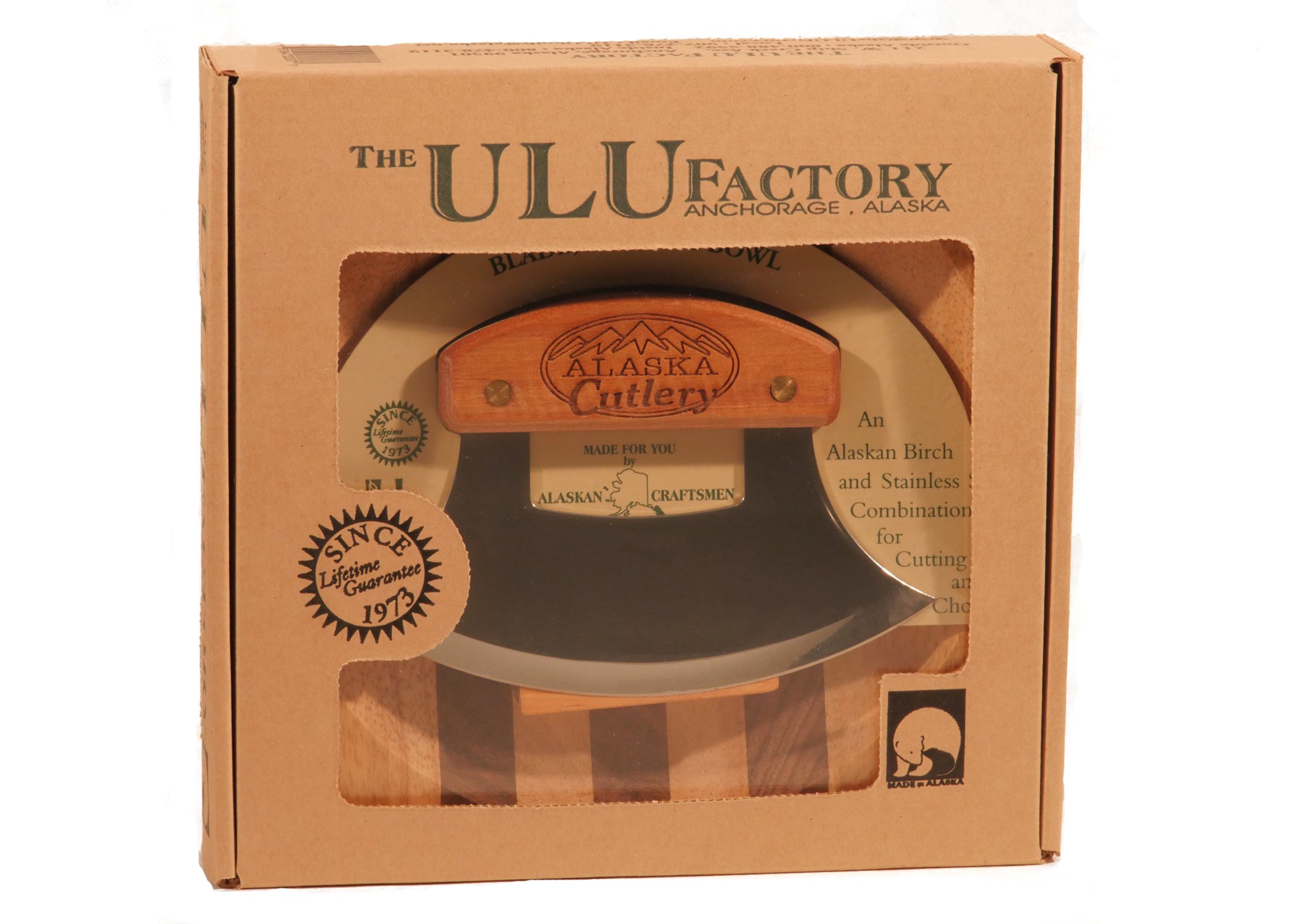 Premium Alaska Ulu Knife Set - Handcrafted Curved Knife with Wooden Handle & Chopping Board - Authentic Mezzaluna Made in USA - Perfect for Kitchen, Camping & Outdoor Cooking