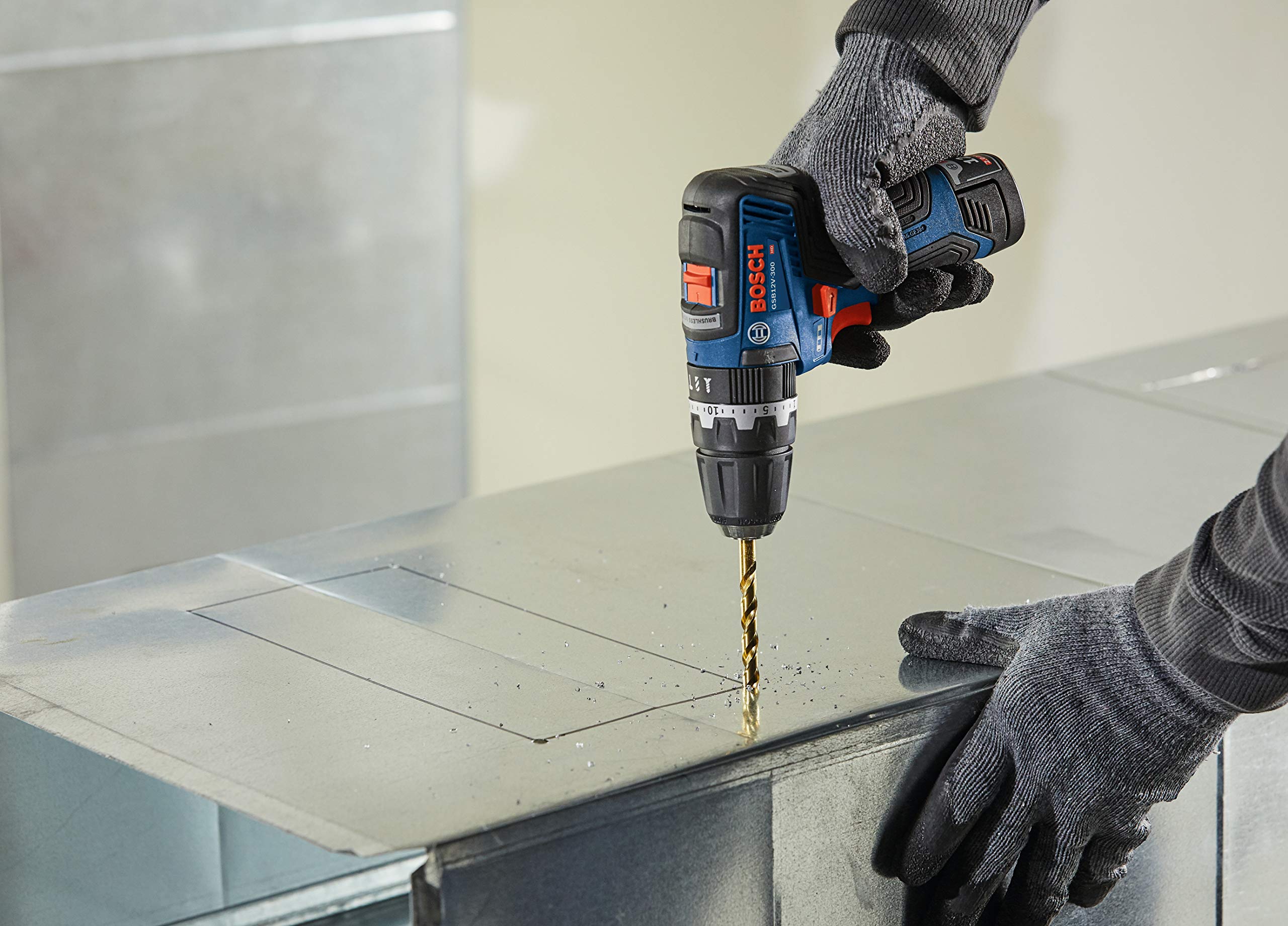 Bosch GSB12V-300N 12V Max Brushless 3/8 Inch Hammer Drill/Driver (Bare Tool) - Professional Cordless Power Tool for DIY Projects, Home Repairs & Construction Work