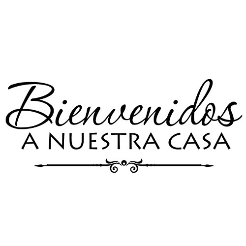 Spanish Vinyl Wall Decal - Family Quote Home Art Decoration 'Bienvenidos A Nuestra Casa' (Welcome to Our Home) in Brown - Perfect for Living Room, Nursery & Entryway Decor