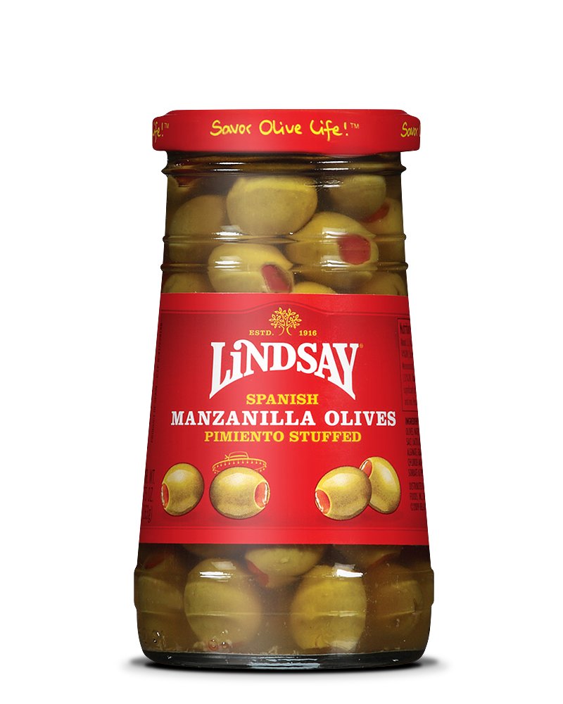 Lindsay Stuffed Manzanilla Olives - 12 Pack of 5.75 oz Jars | Gourmet Spanish Olives Stuffed with Pimientos | Perfect for Charcuterie Boards, Martini Garnish & Mediterranean Recipes