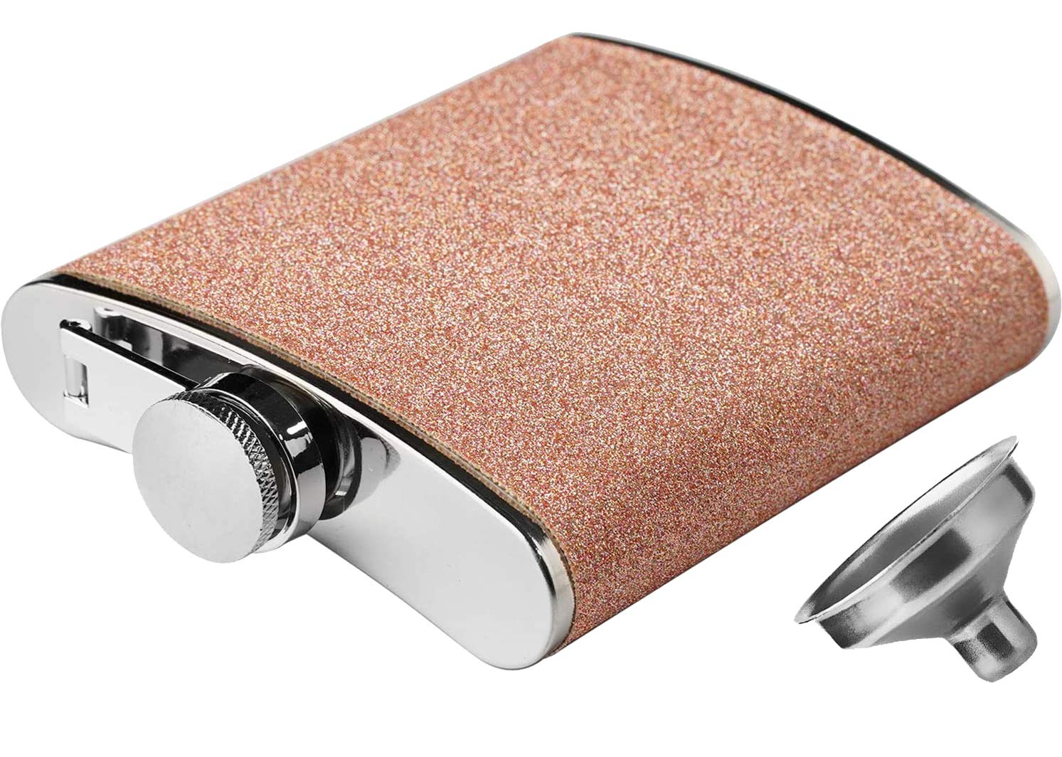 7oz Stainless Steel Glitter Hip Flask for Women - Funny Liquor Flask with Funnel - Perfect for Parties, Gifts & Outdoor Adventures