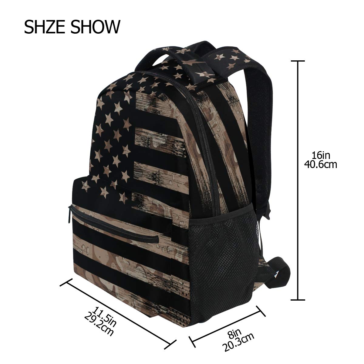 ALAZA American USA Flag Desert Camouflage Backpack for Kids - Durable School & Travel Bag with Multiple Pockets for Boys & Girls Under 13, Fits Laptop & iPad - Perfect for School, Camping & Outdoor Adventures
