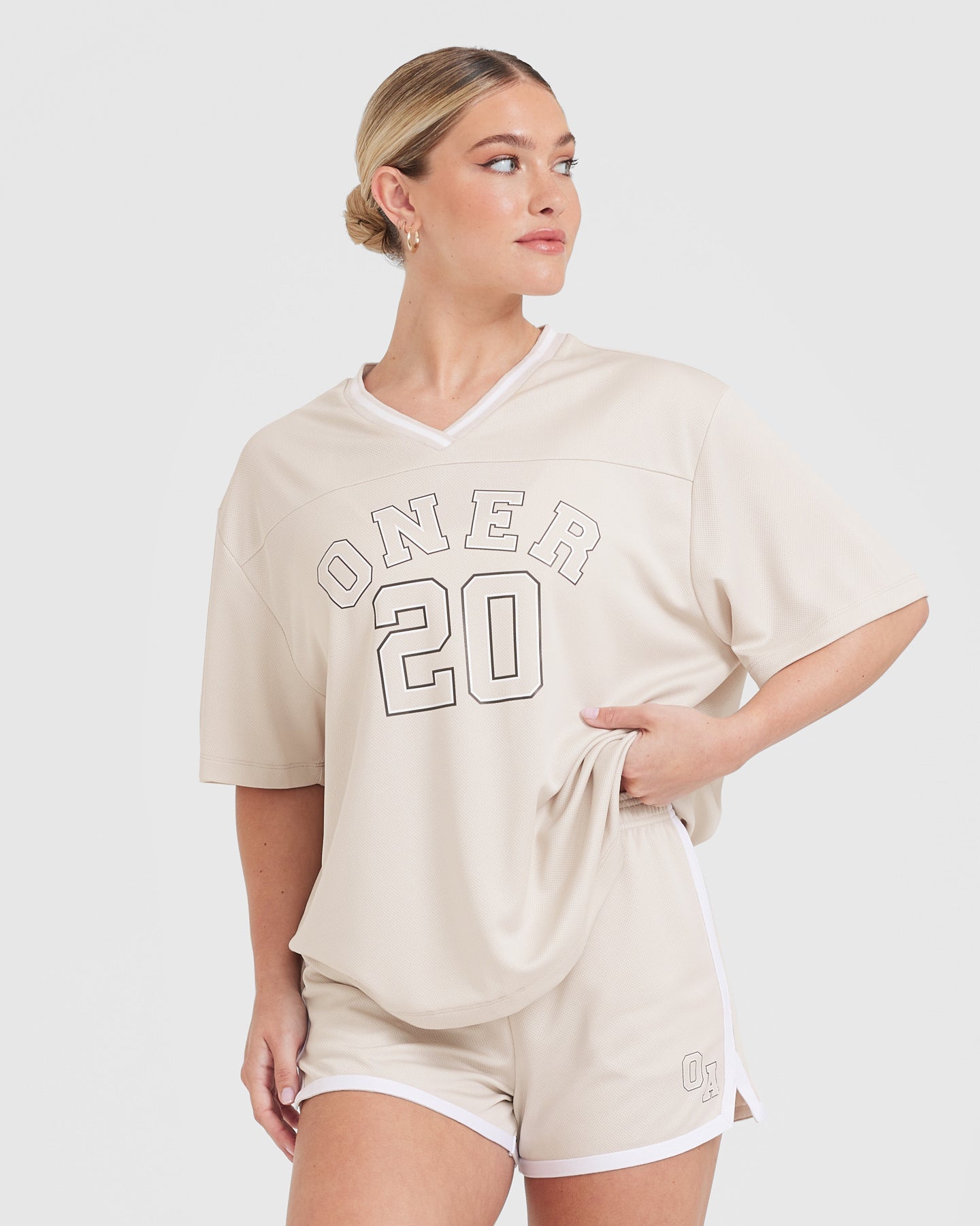Varsity V-Neck Short Sleeve T-Shirt for Men - Soft Cotton Casual Tee | Perfect for Summer, Gym, and Everyday Wear | Sand Color