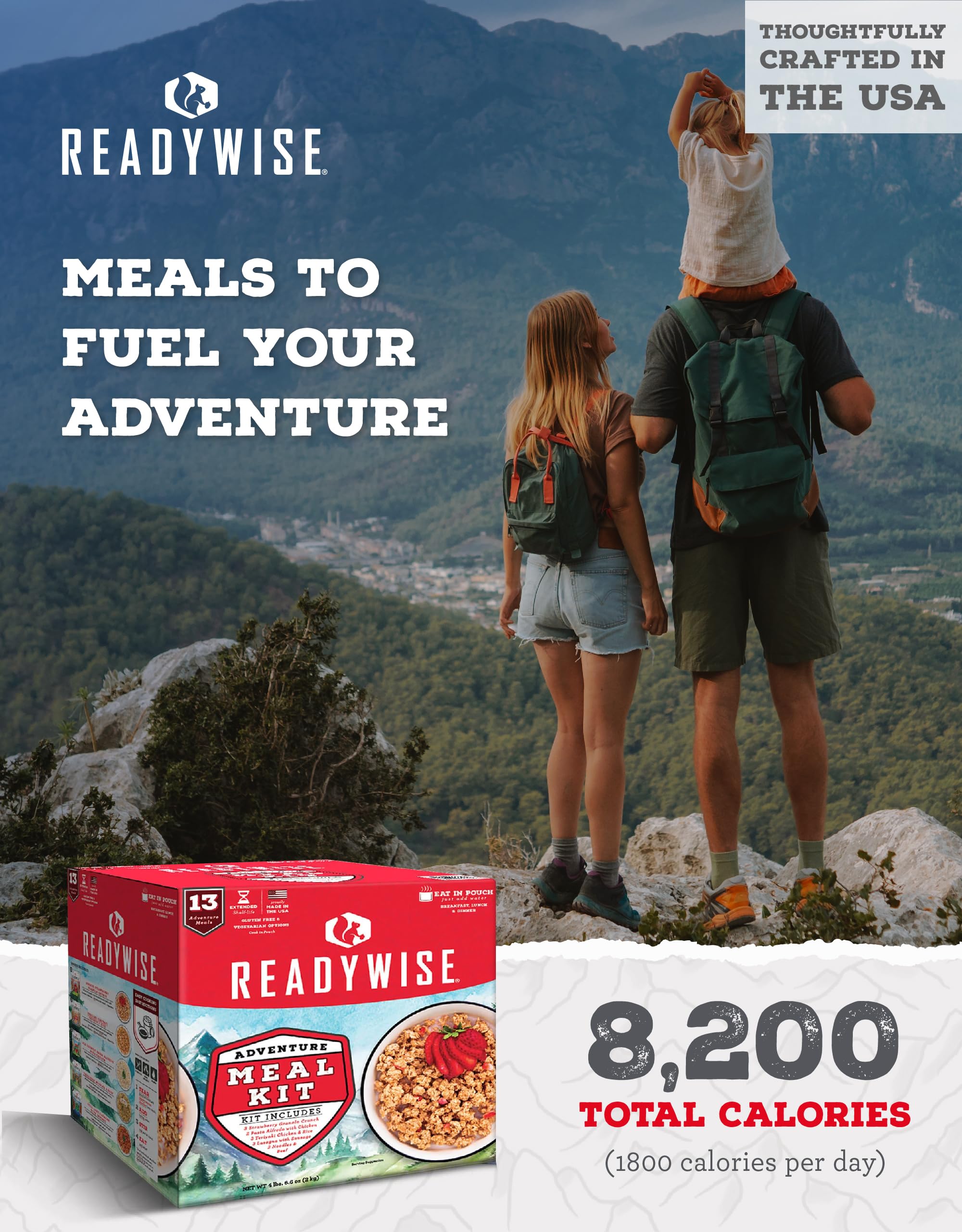 ReadyWise Outdoor Meals Kit - 13 Freeze-Dried Backpacking & Camping Meals - Tasty Emergency Food for Hiking, Survival & Adventure | Perfect for Outdoor Trips & Disaster Preparedness