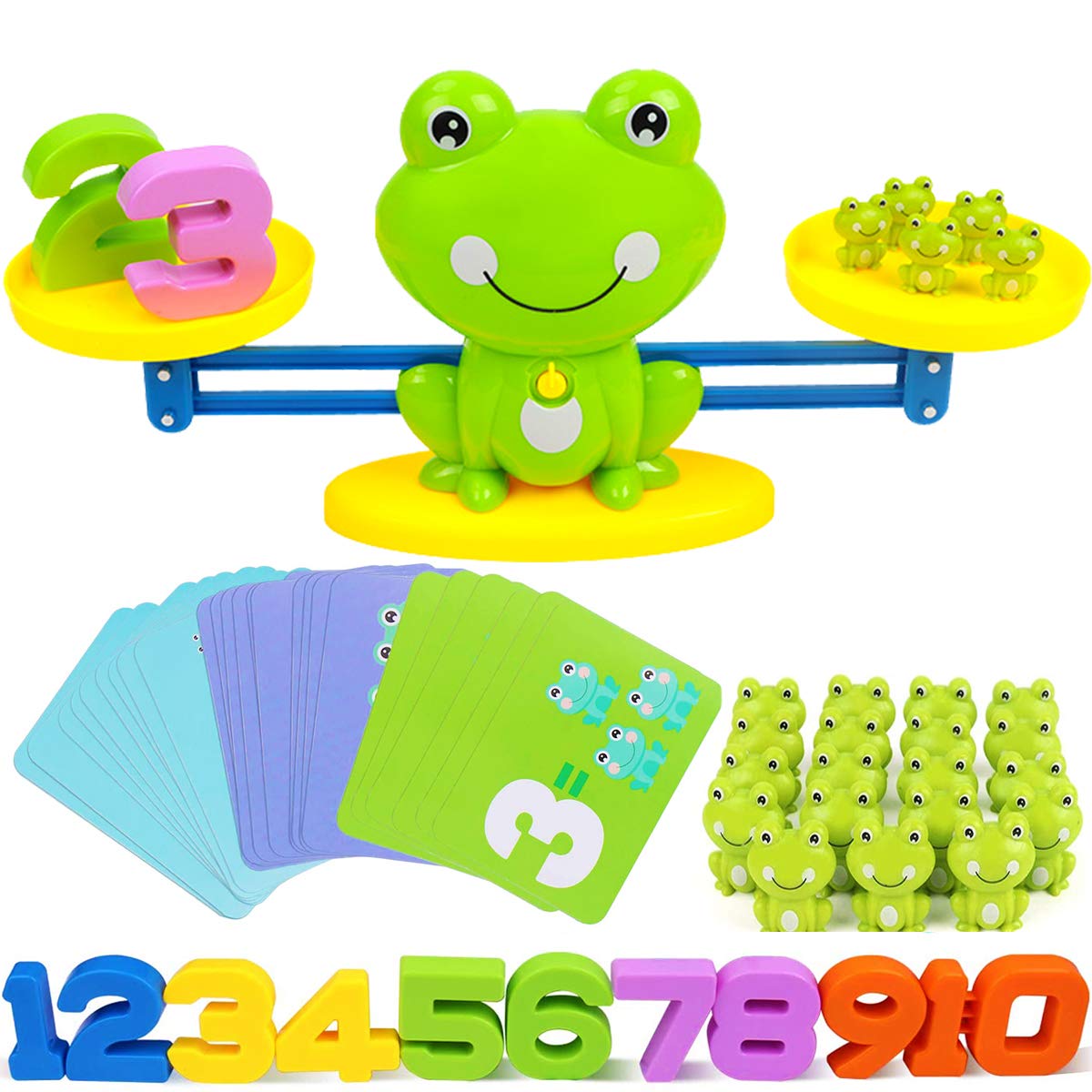 CozyBomB™ Frog Balance Math Game - STEM Montessori Educational Toy for Kids Ages 3-6 | Homeschool Kindergarten Learning Tool | Fun Preschool Counting Activity for Boys & Girls | Perfect Birthday, Christmas Gift for Toddlers (Ideal for Classroom, Home Play & Early Math Skills Development)