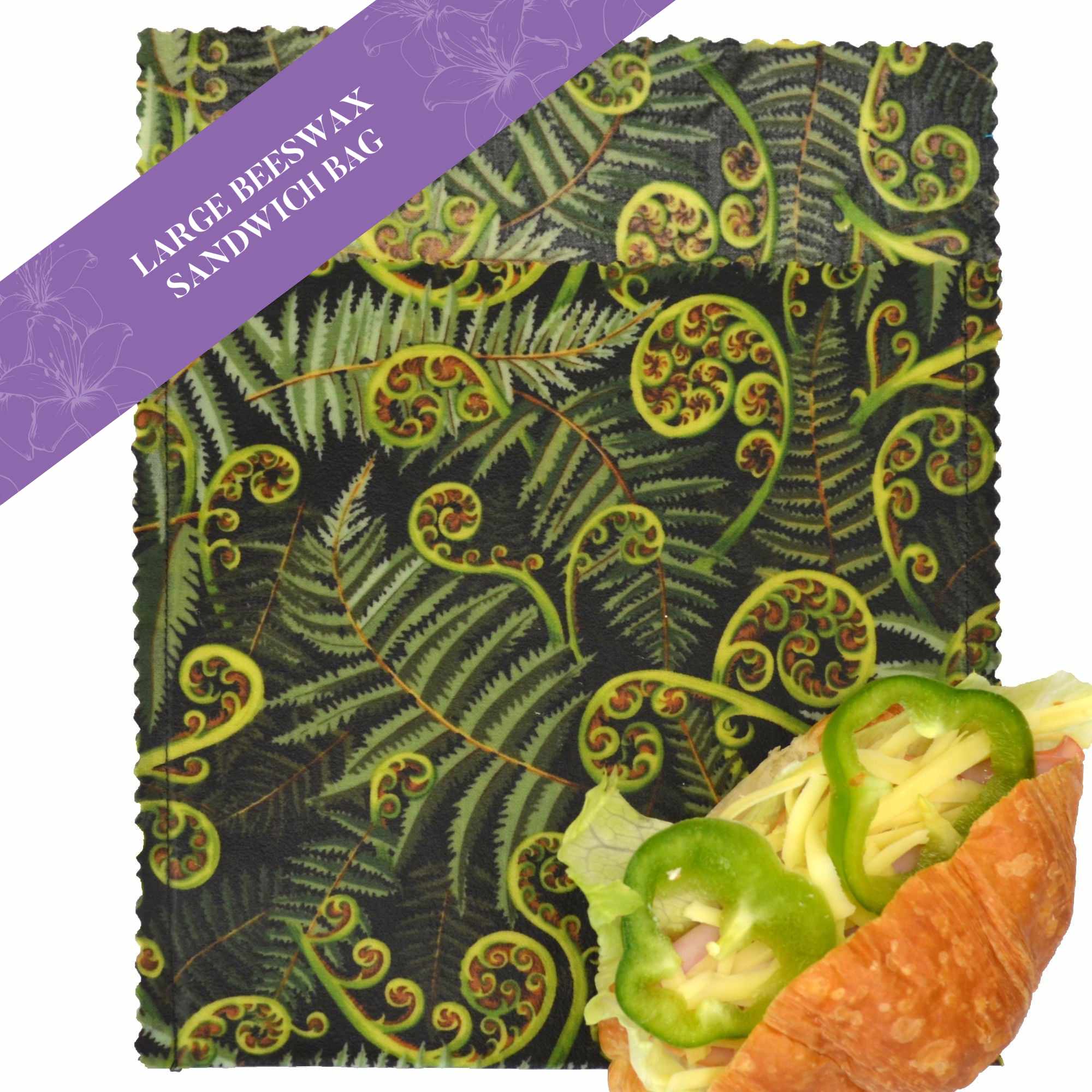 Premium Koru Fronds Large Sandwich Bags - Eco-Friendly Reusable Food Storage for Picnics, School Lunches & Meal Prep
