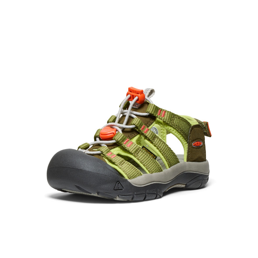 Little Kids' Newport Boundless Sandal - Dark Olive/Scarlet Ibis | Comfortable & Durable Water Shoes for Beach, Pool & Outdoor Play