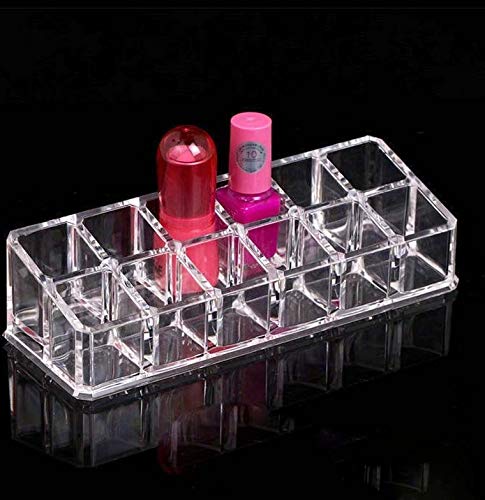 12-Section Clear Acrylic Makeup Organizer - Lipstick & Cosmetic Storage Holder for Vanity, Bathroom Counter, Travel (AR Mall)