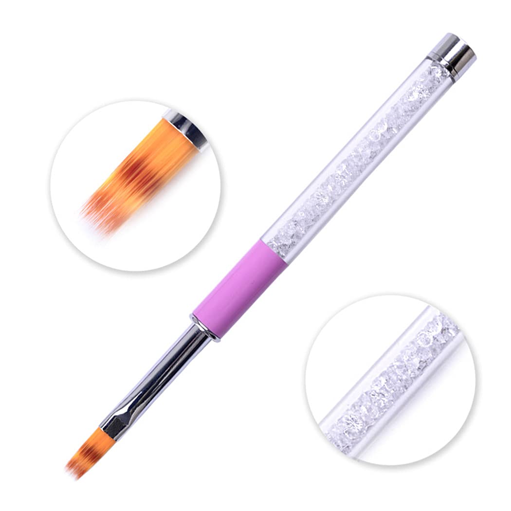 WOKOTO 3-Piece Luxury Ombre Nail Brush Set with Rhinestone Handle - Professional Gel & Acrylic Nail Art Brushes for Gradient, Ombre, and Nail Application - Perfect for Salon, Home Manicure, and DIY Nail Designs
