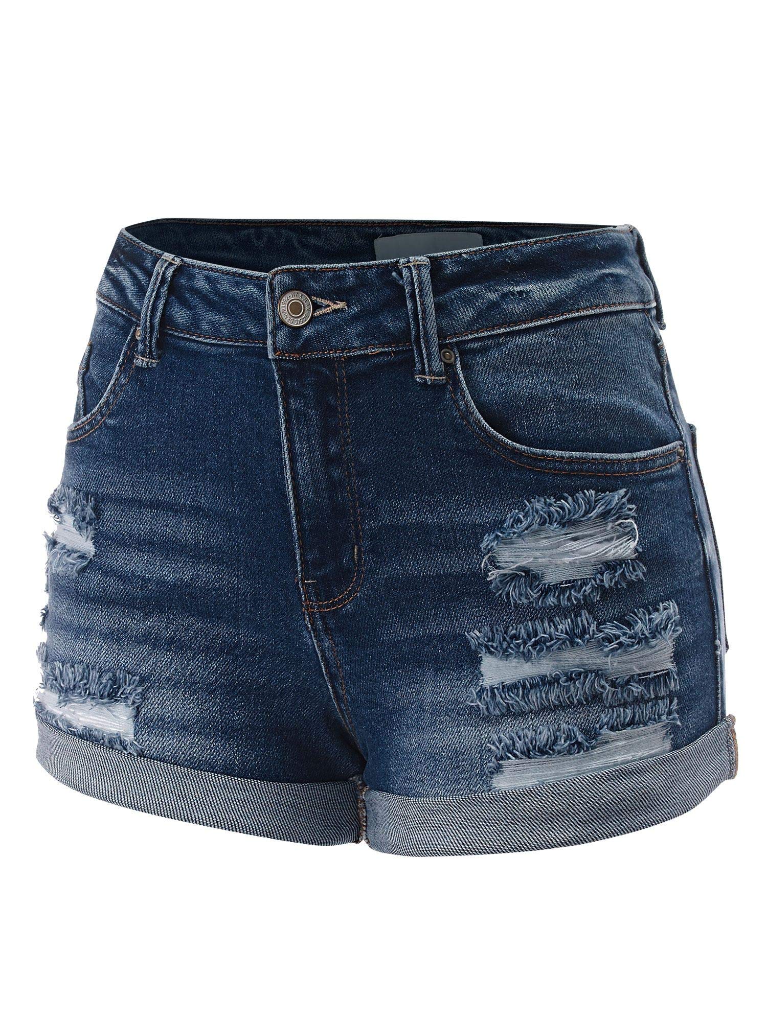 FashionMille Women's Distressed Ripped Denim Shorts with Folded Hem | Casual Summer Jeans Shorts for Streetwear & Beach Outfits