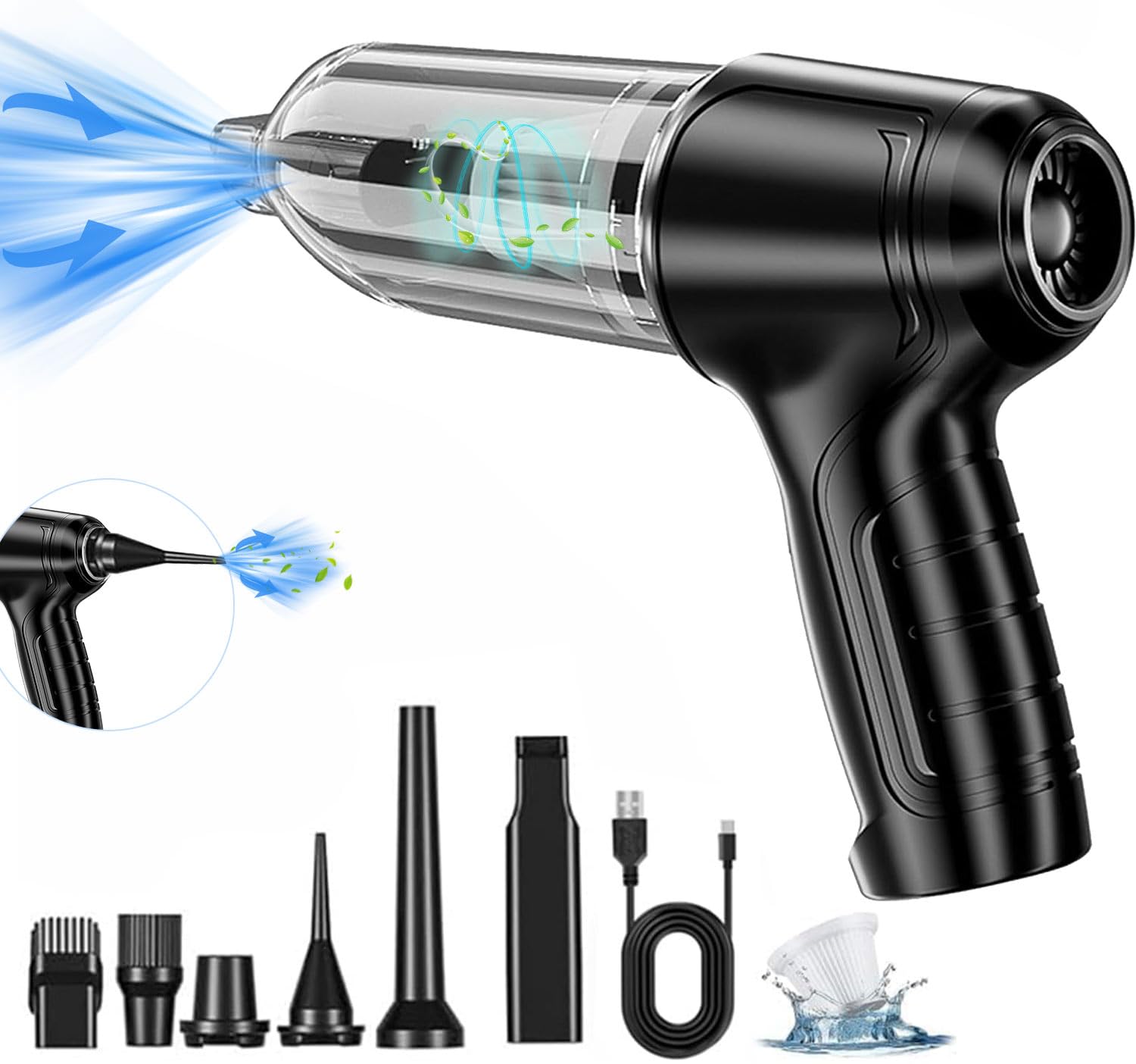 Powerful 12000PA Cordless Handheld Car Vacuum Cleaner - Portable Wet & Dry Mini Vacuum for Home, Office & Auto Cleaning - High Suction Wireless Vacuum (Black) | Perfect for Cars, Pet Hair & Small Spaces