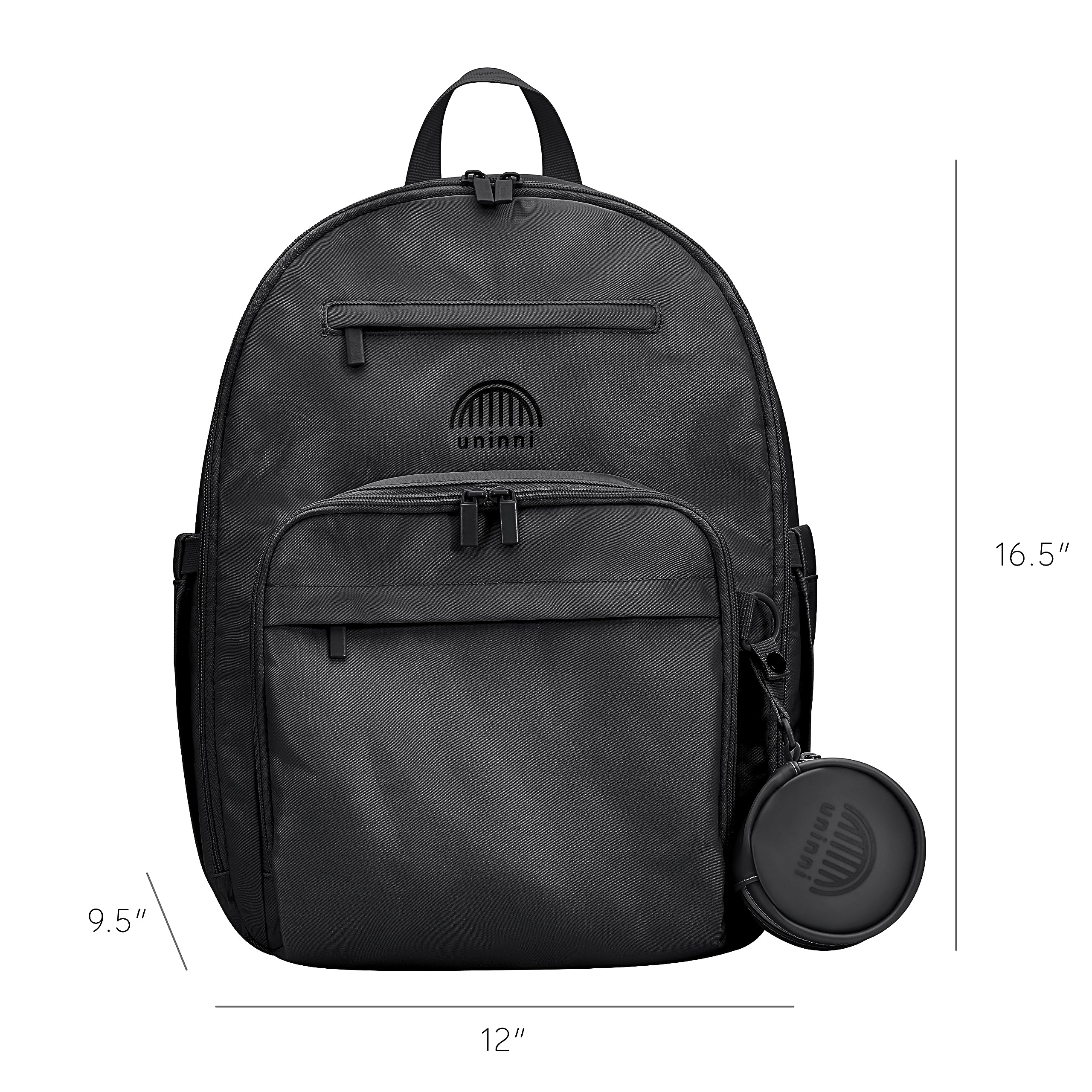 **Uninni Large Baby Diaper Backpack for Moms & Dads – Waterproof Travel Bag with Portable Changing Pad & Removable Pacifier Case – Perfect for Daycare, Travel & Outings (Black)**
