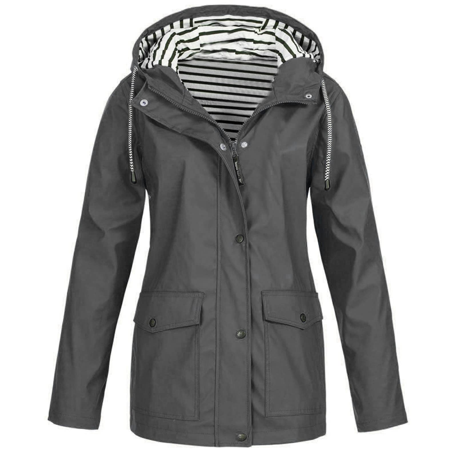 Women's Lightweight Waterproof Rain Jacket with Hood - Windproof Outdoor Windbreaker for Active Lifestyles - Plus Size Raincoat for Girls - Perfect for Hiking, Running & Travel