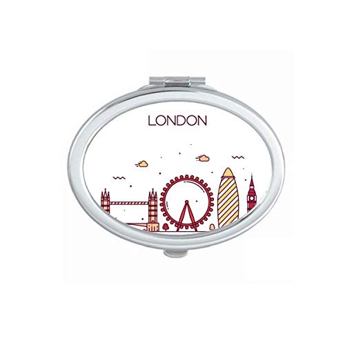DIYthinker London England Landmark Pattern Portable Folding Double-Sided Mirror for Travel, Makeup, and Home Decor - Compact & Stylish Handheld Vanity Mirror
