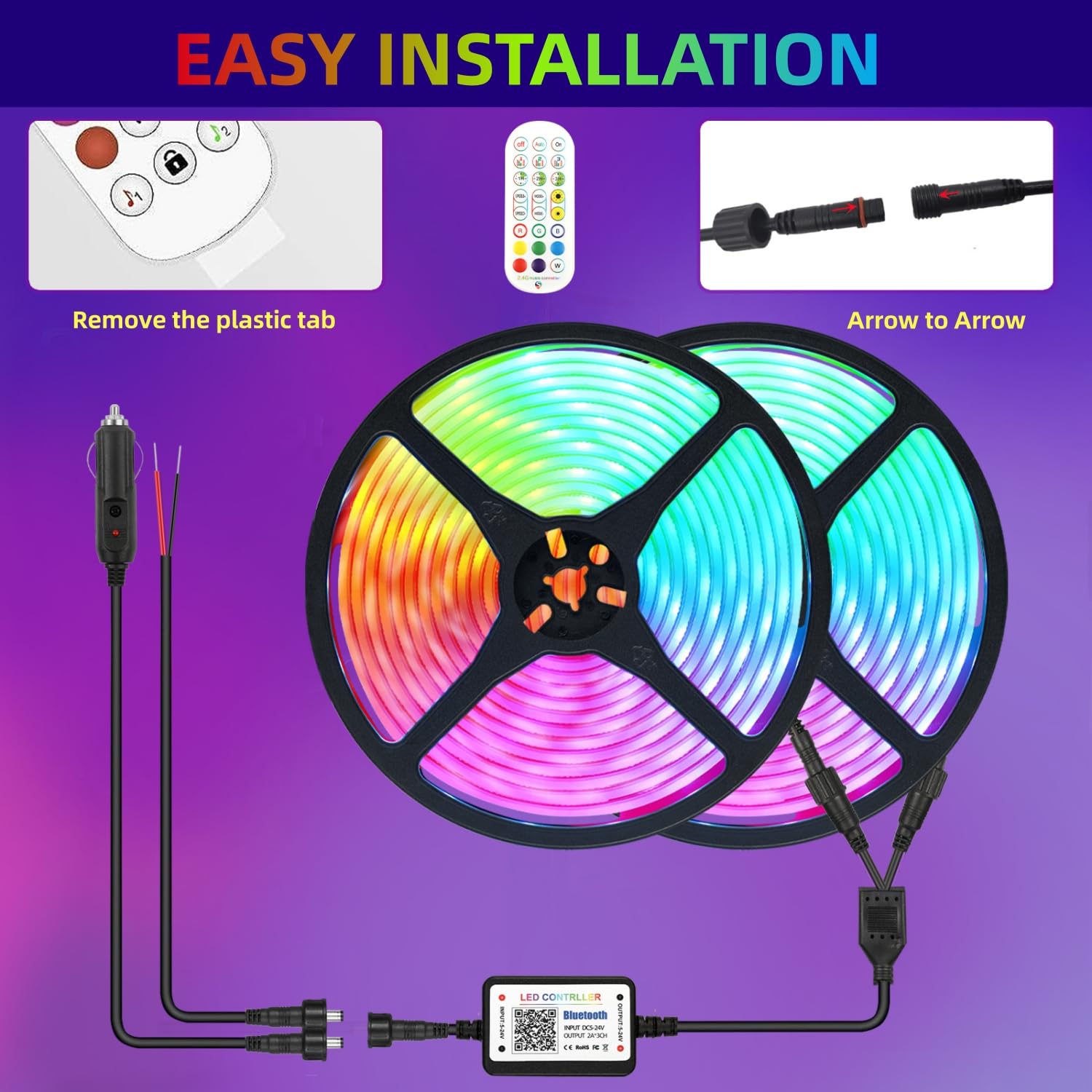 45FT LED Boat Lights - 12V RGB Marine Strip Lights with APP & RF Remote Control, IP66 Waterproof for Pontoon, Bass, Fishing Boats & Yachts | Perfect for Deck Lighting, Interior Illumination & Night Fishing