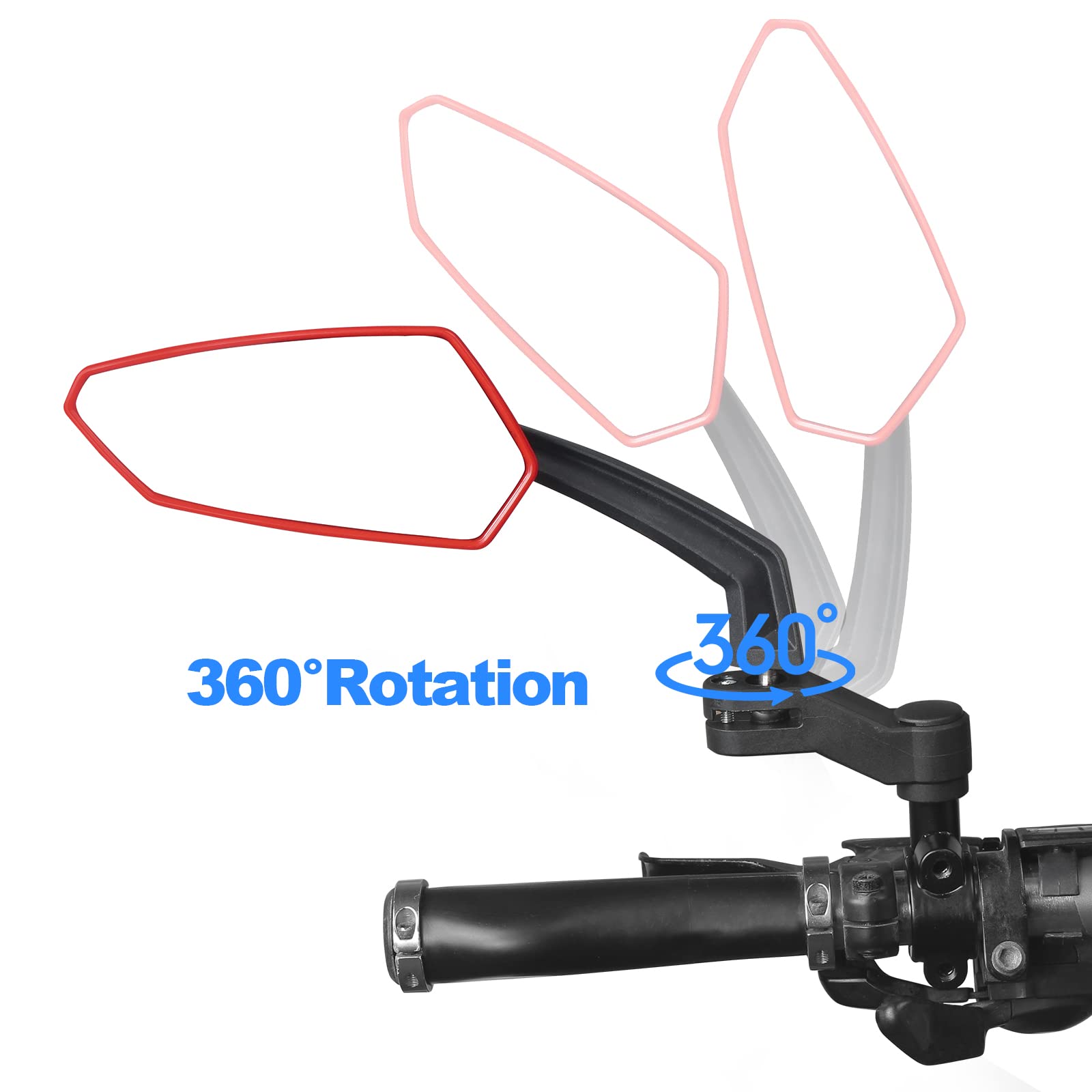 Adjustable Bike Mirror - 360° Rotatable Handlebar Rearview Mirror for Safe Cycling | Wide Angle, Shockproof Bicycle Mirror | Perfect for Commuting, Road Biking & Mountain Trails