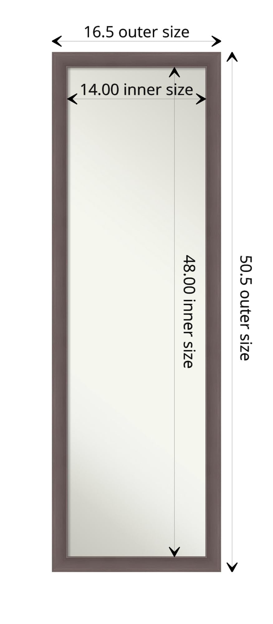 Amanti Art Silver Full Length Mirror for Door - 51x17 Urban Pewter Tall Wall Mirror with Hidden Brackets | Modern Bedroom Decor & Closet Organizer | Perfect for Dressing Rooms, Hallways & Small Spaces (Made in USA)