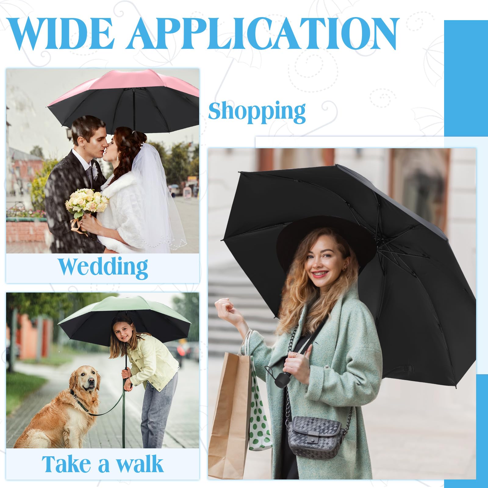 Hillban 12 Pack Windproof Travel Umbrella - Compact Folding Umbrella for Rain, Wind & Sun Protection - Portable Strong Umbrellas for Men, Women, Car, Backpack - Perfect for Travel, Commuting & Outdoor Activities