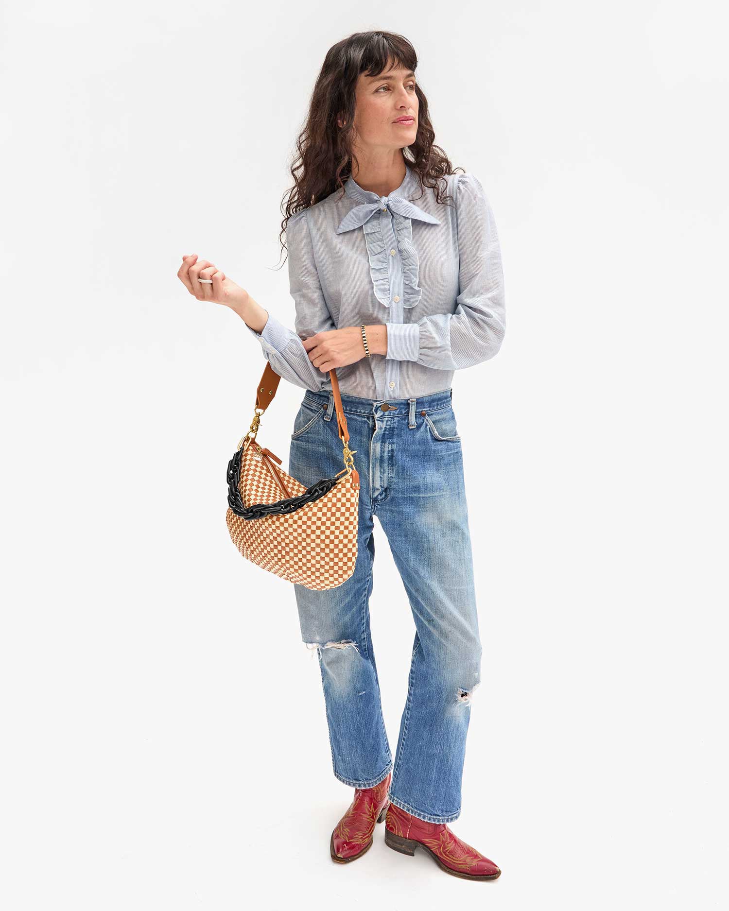 Moyen Messenger Bag - Natural Cream Woven Checker Pattern Crossbody Bag for Women & Men - Perfect for Work, Travel & Daily Commute