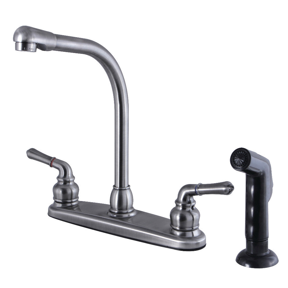 Kingston Brass FB751SP Americana 8 Inch Centerset Kitchen Faucet with Pull Down Sprayer - Modern Chrome Finish for Farmhouse & Traditional Kitchens (Perfect for Washing Dishes, Filling Pots & Cleaning Countertops)