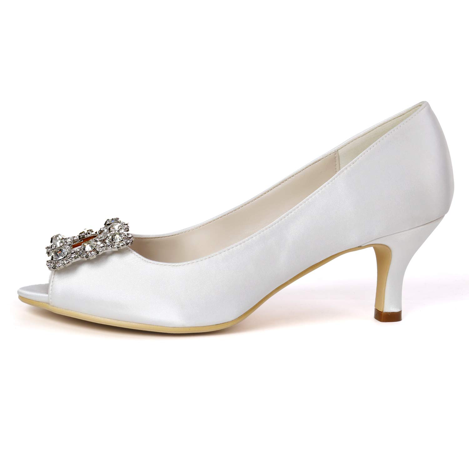Elegant Women's Peep Toe Wedding Shoes - Low Heel Bridal Pumps for Bride, Satin Evening Party Sandals | Perfect for Weddings, Proms & Special Occasions