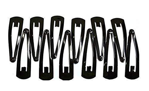 12 Pack No-Slip Metal Snap Hair Clips for Women & Girls - Strong Hold Hair Barrettes for Thin, Thick & Curly Hair - Perfect for School, Work, Parties & Everyday Styling (Black)