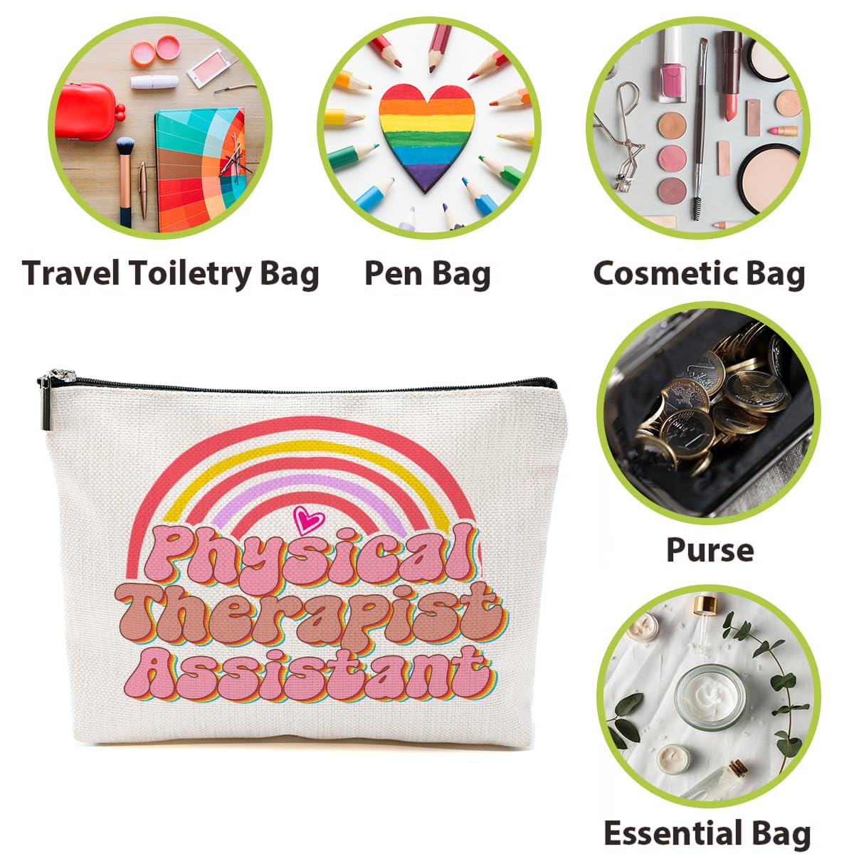 Physical Therapy Makeup Bag - Waterproof Cosmetic Organizer & Travel Toiletry Pouch for Women (Multicolor) - Perfect for Gym, Spa, Vacation & Daily Essentials Storage