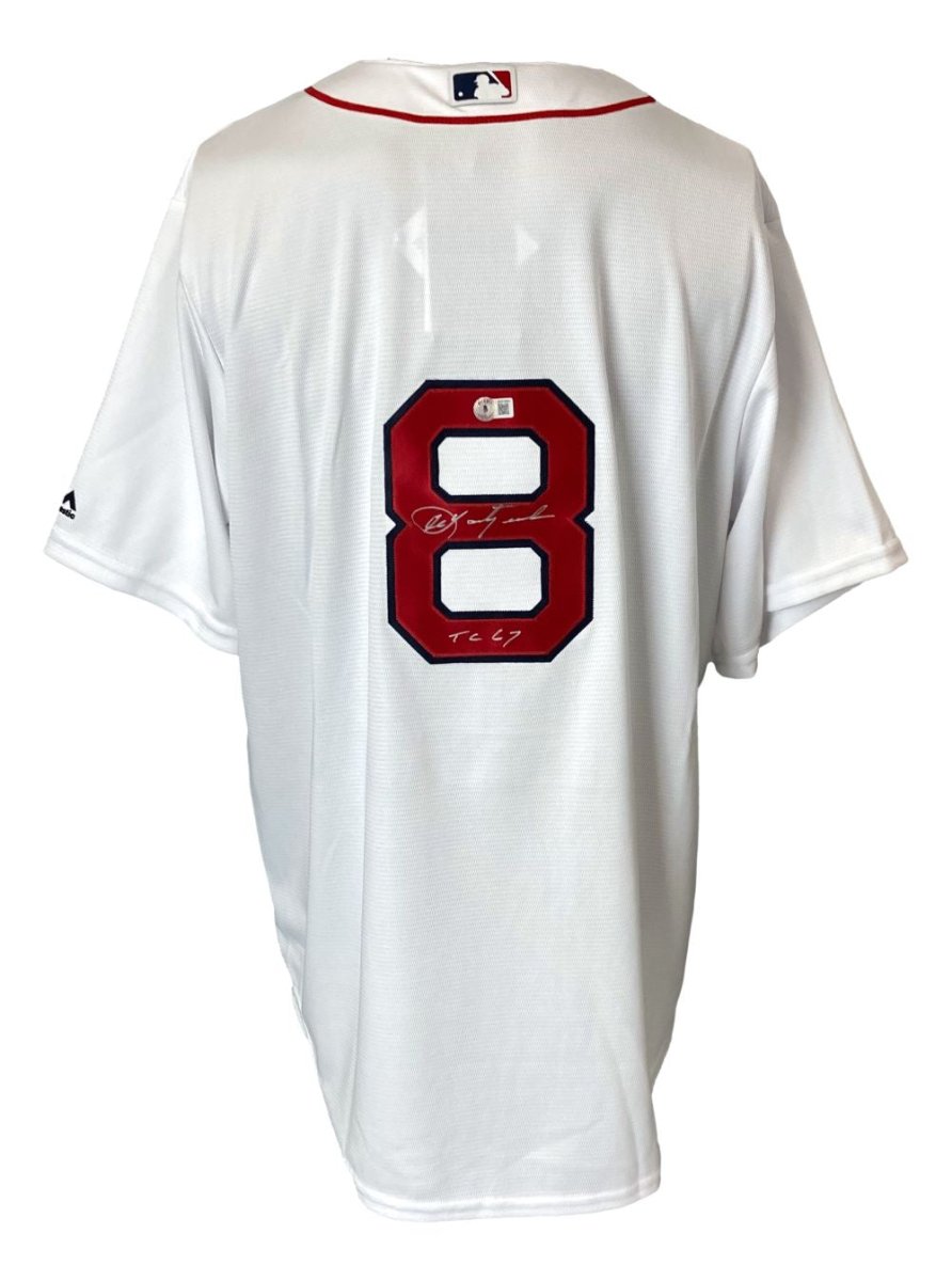 Carl Yastrzemski Autographed Boston Red Sox Majestic Replica Jersey - TC 67 Inscription - Perfect for Baseball Memorabilia Collectors & Red Sox Fans - Great for Display, Gifting, and Sports Memorabilia Collections