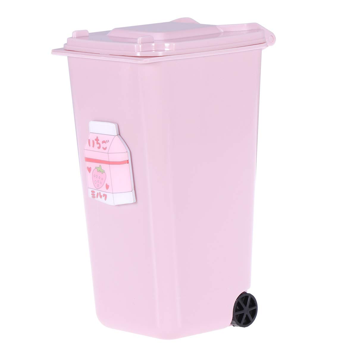 YARNOW Mini Trash Can Set - 2 Pack Cute Small Wastebasket for Desk, Pencil Holder & Stationery Organizer (Milk Box Design, Pink) - Perfect for Office, School & Home Organization