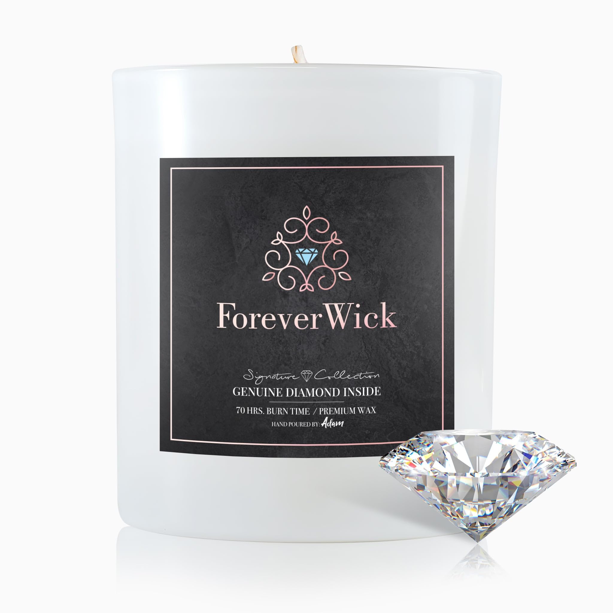ForeverWick Surprise Candle with Real Diamond Inside - 14oz Scented Soy Candle Gift for Women, Anniversary & Romantic Occasions | All-Natural Organic Wax, 70-Hour Burn Time | Perfect for Birthday Gifts, Valentine's Day & Home Decor