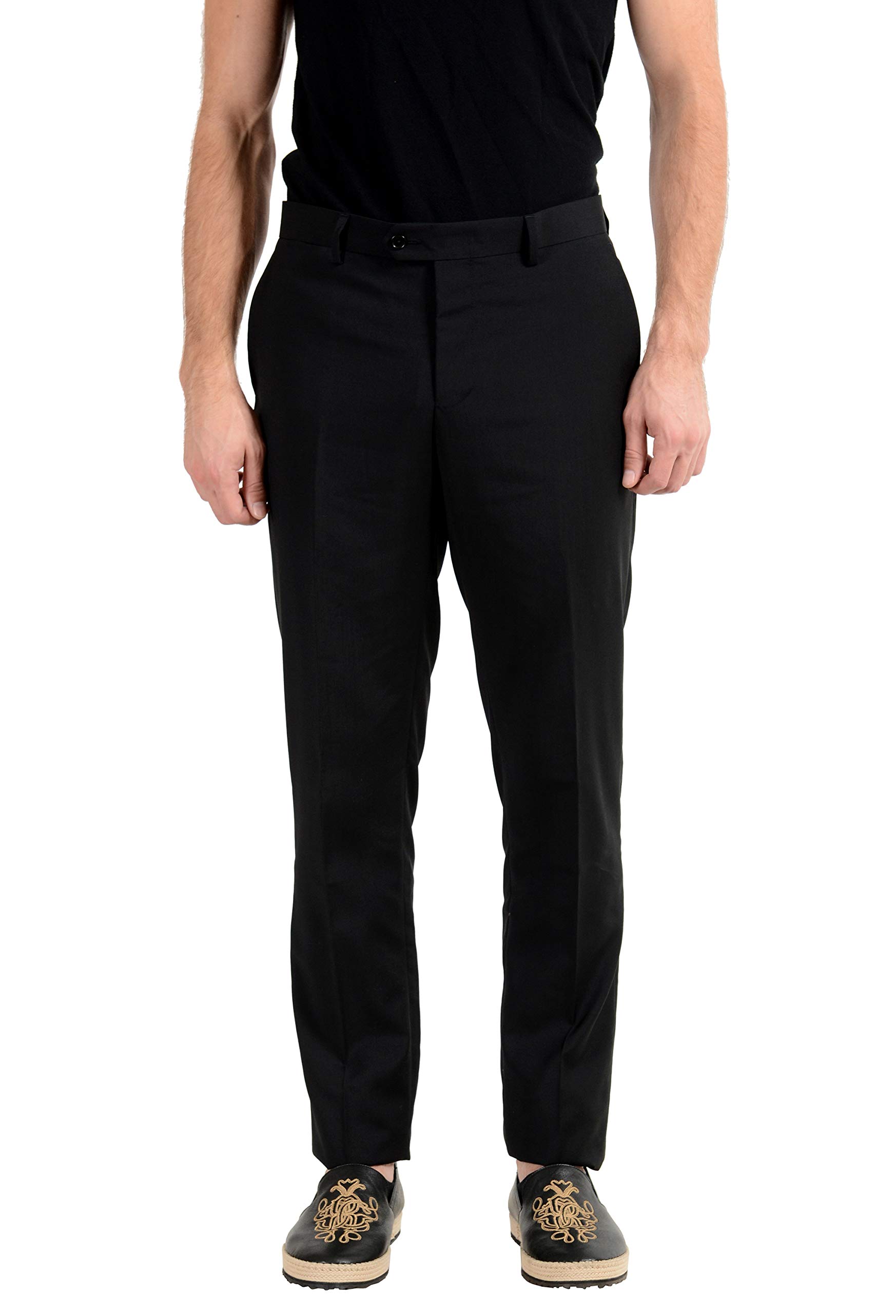 ROBERTO CAVALLI Men's 100% Wool Black Dress Pants - Slim Fit Formal Trousers for Business & Office Wear - Size US [Your Size] - Perfect for Weddings, Interviews & Professional Events