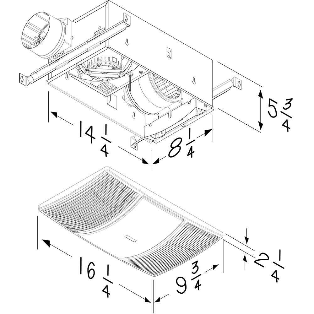 Broan-NuTone BHFLED80 80 CFM Bathroom Exhaust Fan with Heater & LED Light - Powerful Ventilation for Bathrooms, Showers & Small Spaces