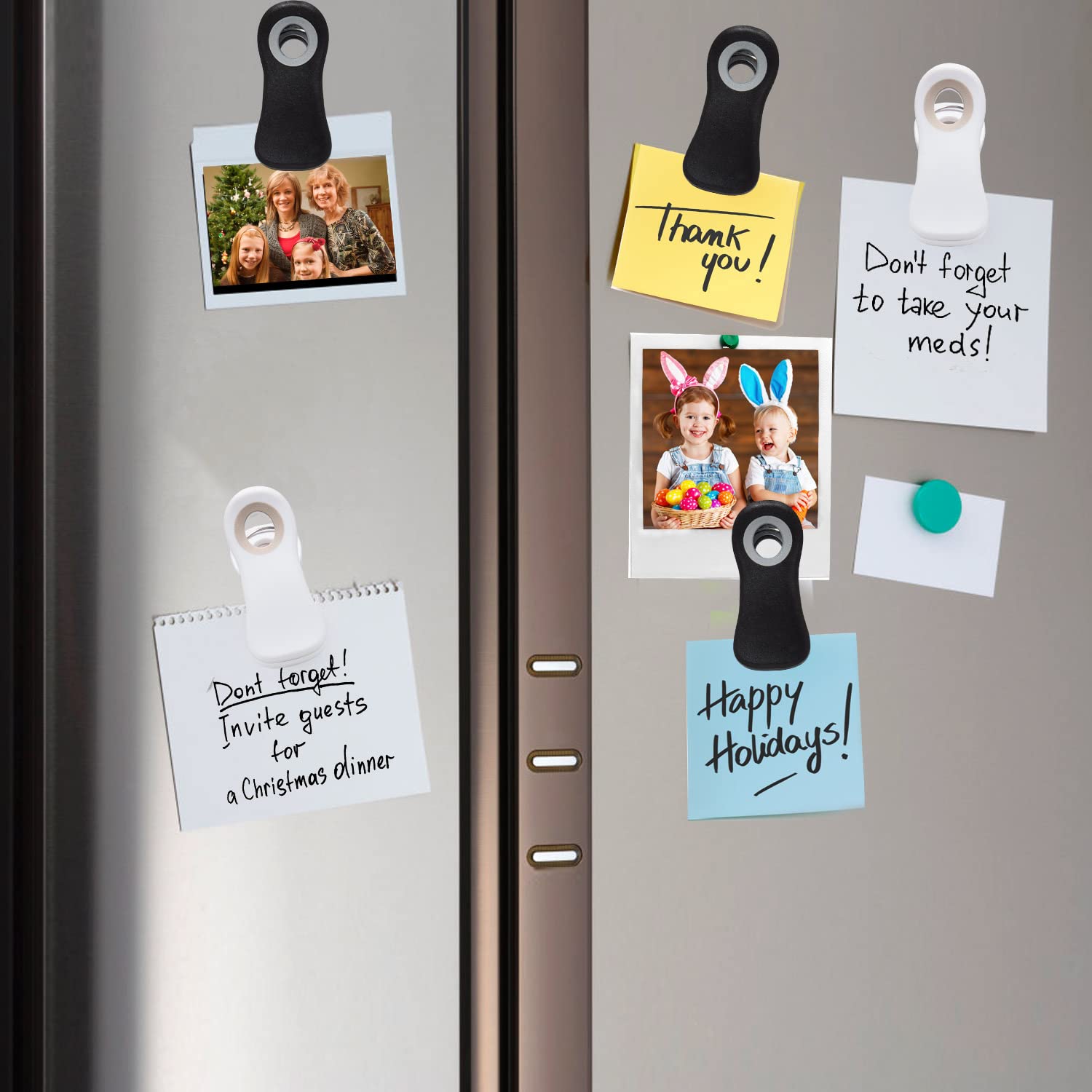 Multi-Purpose Magnetic Clips for Kitchen & Office - Strong Chip Bag Clips, Refrigerator Magnets for Food Storage, Bread Bags, Snack Packaging (10-Pack, Black & White) - Perfect for Organizing Pantry, Fridge & Workspace