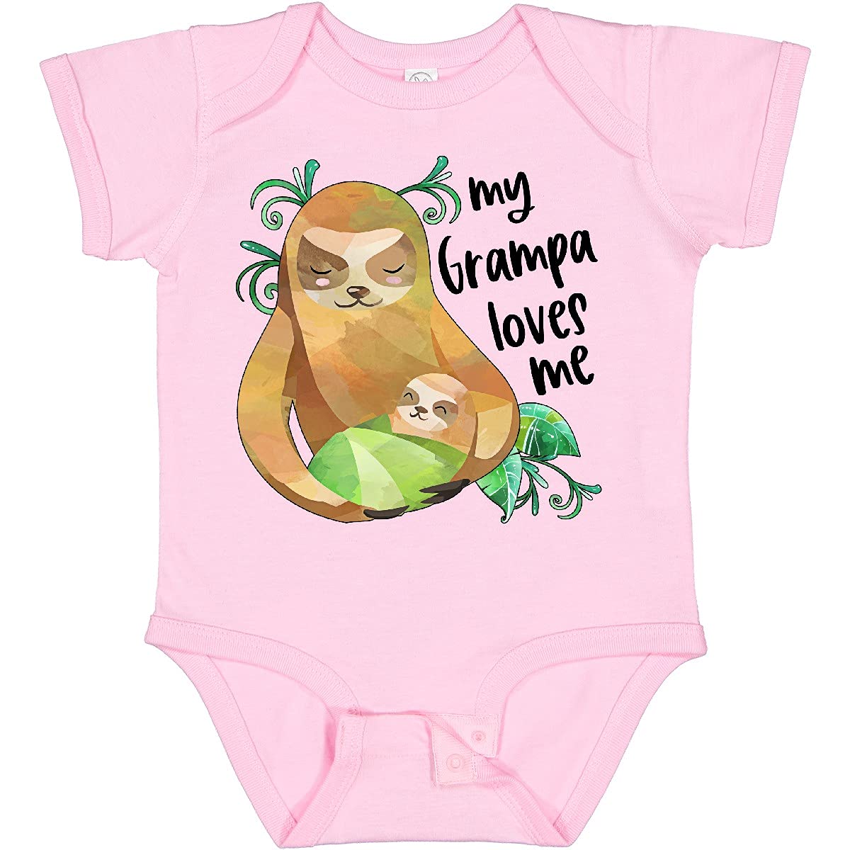 Inktastic My Grampa Loves Me Cute Sloth and Baby Bodysuit - Soft Cotton Infant Onesie for Grandparents Day, Baby Shower Gift & Family Photo Outfits