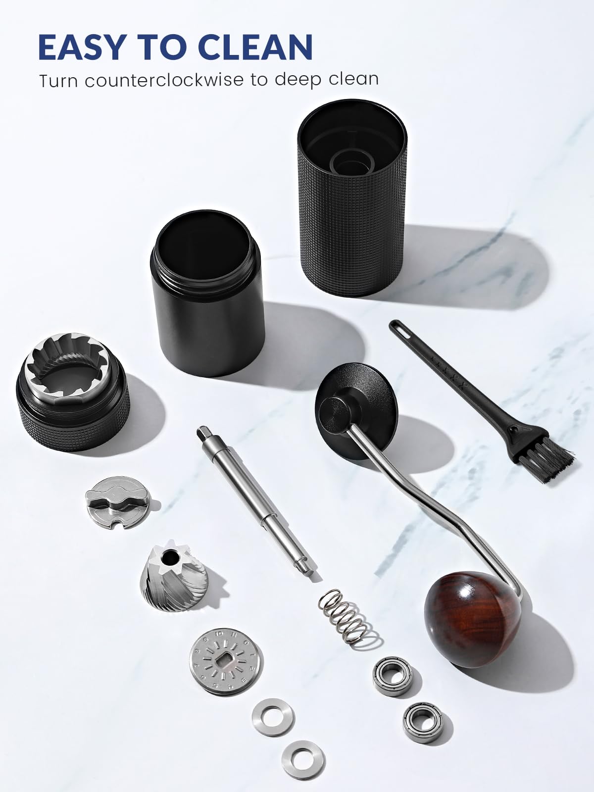 Premium Manual Coffee Grinder - Adjustable Burr Mill for Espresso, French Press & Pour Over | Portable Hand Crank Coffee Bean Grinder with 18 Click Settings | Perfect for Home, Office, Travel & Camping | Ideal Gift for Coffee Lovers