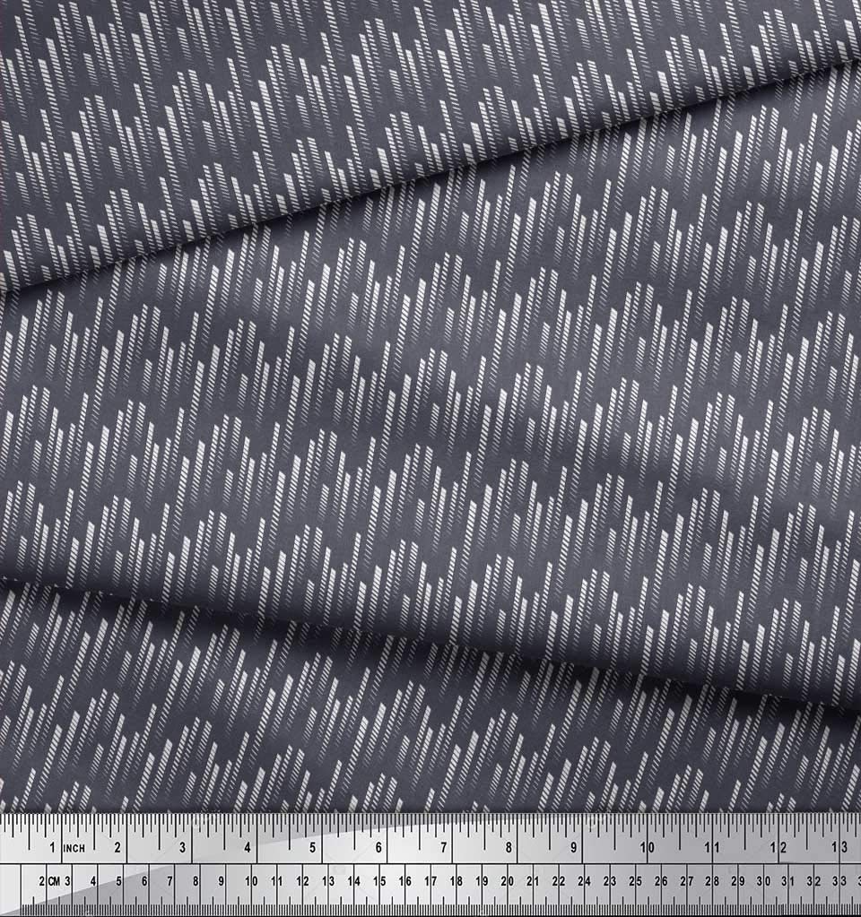 Soimoi Moss Georgette Brown Fabric by The Yard - 42 Inch Wide Diagonal Line Small Pattern Printed Fabric for Dresses, Blouses & Home Decor | Modern Chic Textile Material