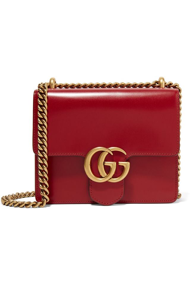 Gucci GG Small Marmont Leather Shoulder Bag for Women - Genuine Leather Crossbody Purse in Red | Perfect for Date Night, Parties & Everyday Use