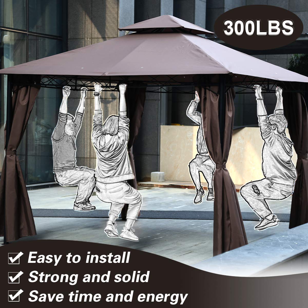Heavy Duty Square Gazebo Canopy Tent with Steel Frame & Waterproof Fabric - 2-Tier Vented Double Roof Design for Patio, Backyard, BBQ & Outdoor Family Gatherings | Perfect for Garden Parties, Picnics & Summer Relaxation