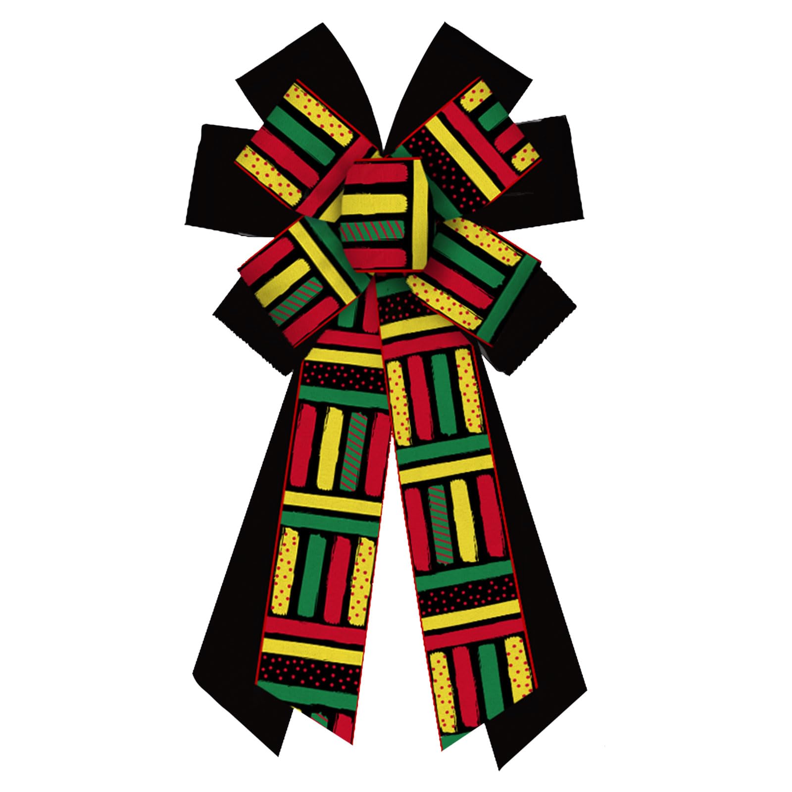 Threetols Large Juneteenth Bows for Wreath - Red Green Black Stripe Wreath Bows for Black History Month Decor - Farmhouse Ornament & Burple Tree Bows for Holiday Indoor/Outdoor Decor - Perfect for Front Door, Wreaths, and Seasonal Celebrations